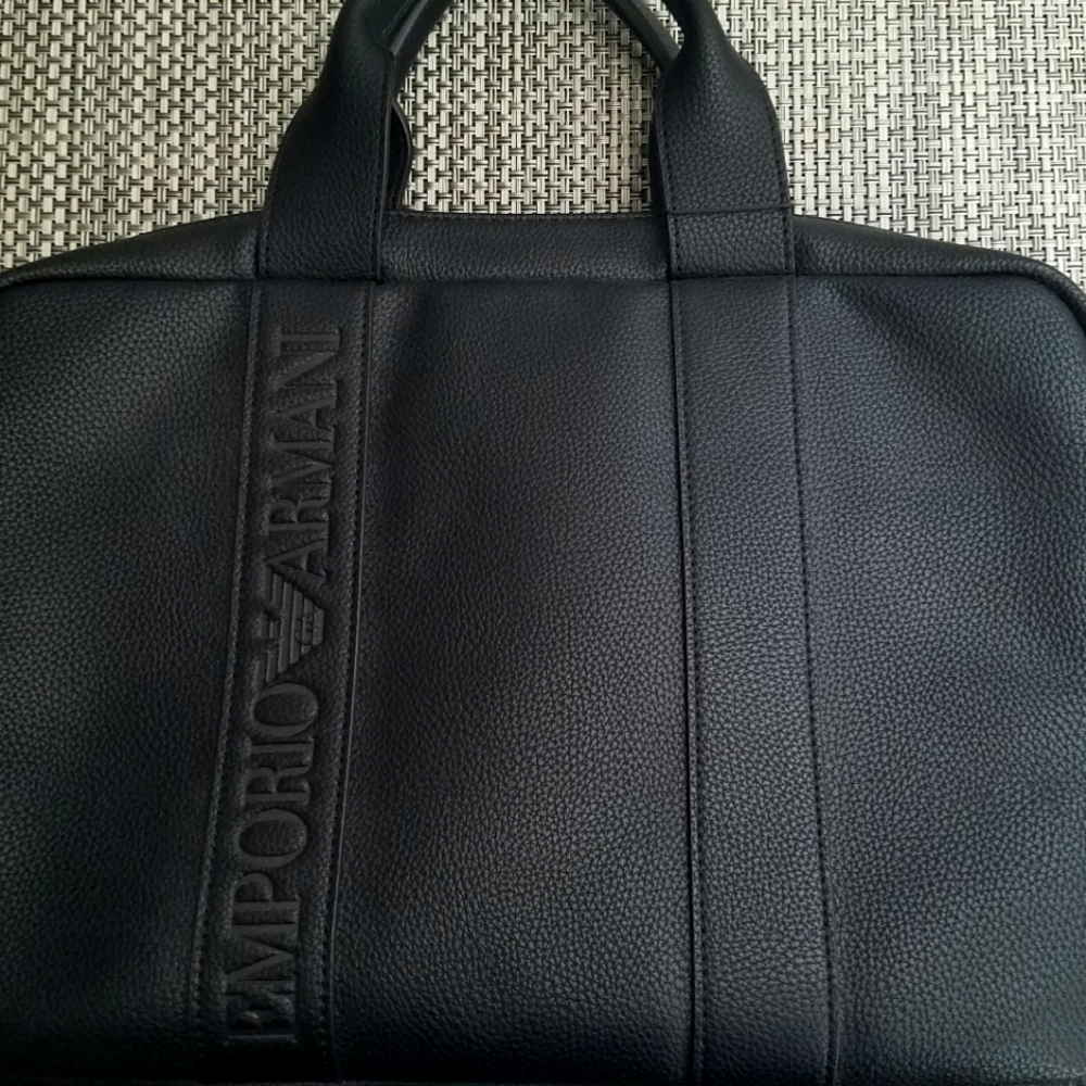 New Men's "Emporio Armani " Black Leather Briecase